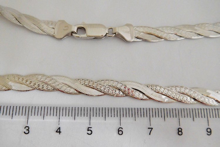 Klenoty Budín Stříbrný pletený náhrdelník (řetízek) - rhodiovaný 42cm 12,42gr 030426400027