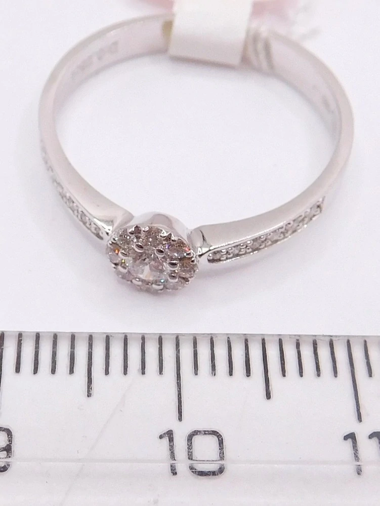 Klenoty Budín Zásnubní diamantový prsten z bílého zlata 585/2,15gr 1/0,09ct a 20/0,17ct vel. 57 HKD59