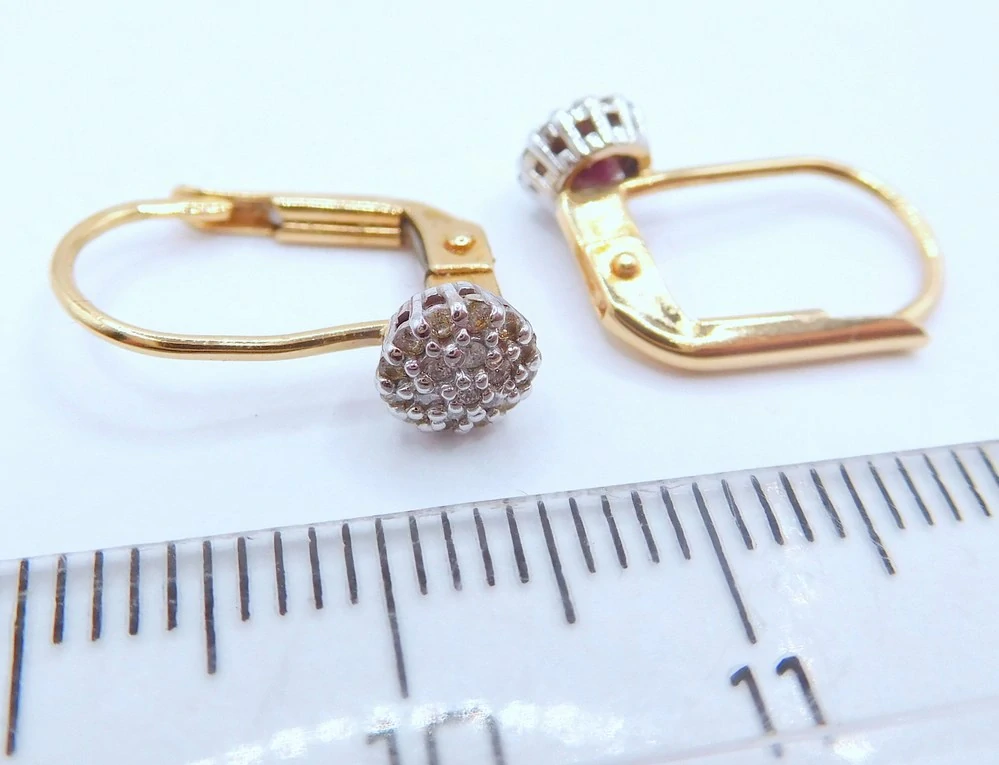 Klenoty Budín Diamantové zlaté náušnice s diamanty (bílé a žluté zlato) 585/1,65gr HKD69