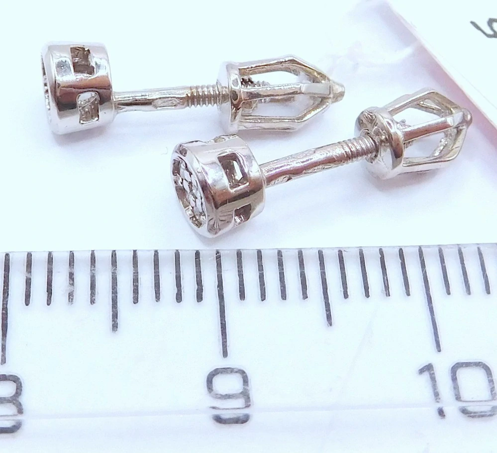 Klenoty Budín Dámské peckové zlaté náušnice s diamanty na šroubek z bílého zlata 585/1,45gr 0,084CT HKD66