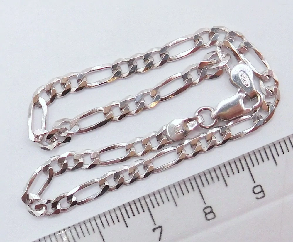 Klenoty Budín Pánský mohutný stříbrný rhodiovaný náramek 21cm FIGARO šíře 3,5mm 925/1000 4,05gr 0302389