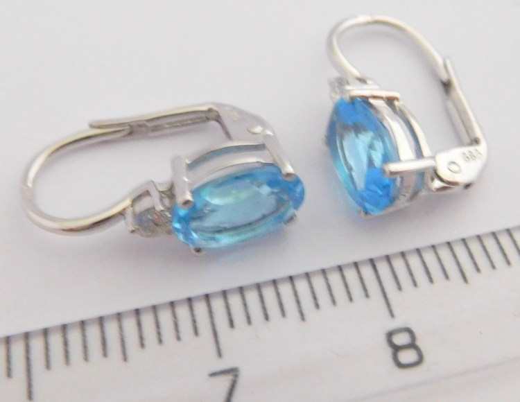 Klenoty Budín Diamantové náušnice s modrými topazy BLUE TOPAZ 585/1,60gr 3884076