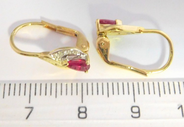 Klenoty Budín Diamantové zlaté náušnice s přírodními rubíny 2x0,45CT 585/1,67gr 3830949