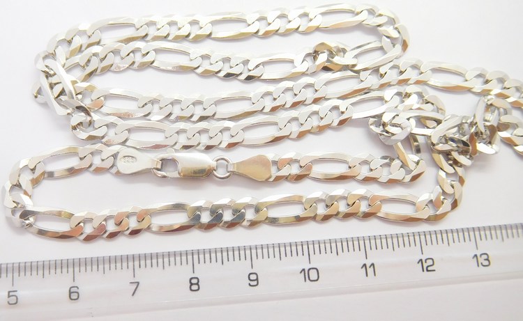 Klenoty Budín Pánský mohutný stříbrný rhodiovaný řetěz (řetízek) 60cm FIGARO šíře 5mm 925/1000 14,98gr 030237900051