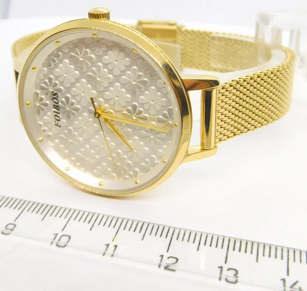 FOIBOS Dámské zlacené ocelové elegantní hodinky FOIBOS CK3M72.2