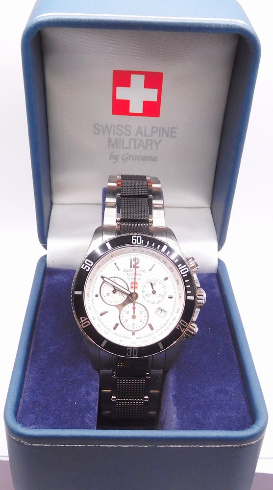 GROVANA Luxusní pánské švýcarské ocelové hodinky Swiss Millitary by Grovana 1615.9172