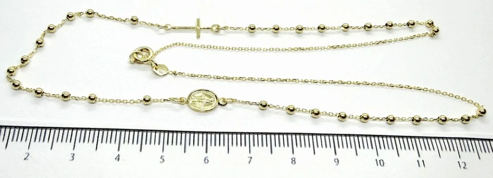 Klenoty Budín Dámský zlatý náhrdelník ze žlutého s gravírováním alá růženec 585/2,11gr 42+3cm HK4075