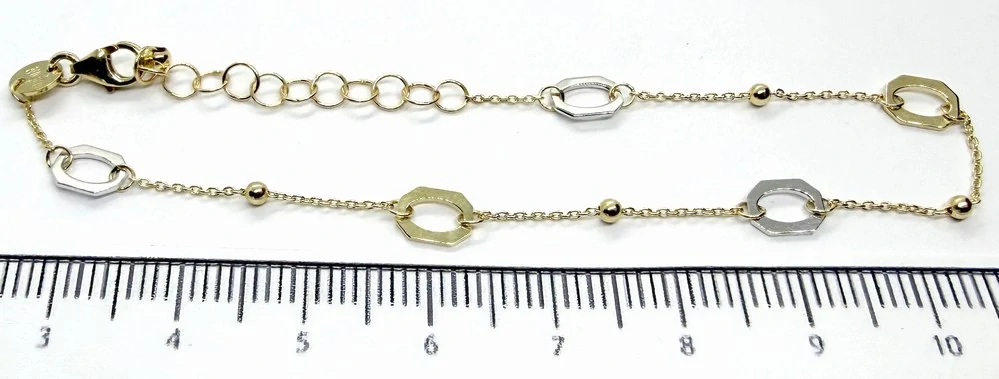 Klenoty Budín Dámský zlatý náramek ze žlutého a bílého zlata585/1,65gr 16+3cm HK7155