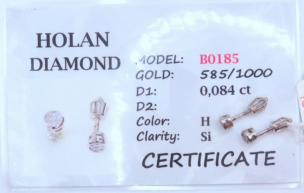 Klenoty Budín Dámské peckové zlaté náušnice s diamanty na šroubek z bílého zlata 585/1,45gr 0,084CT HKD66