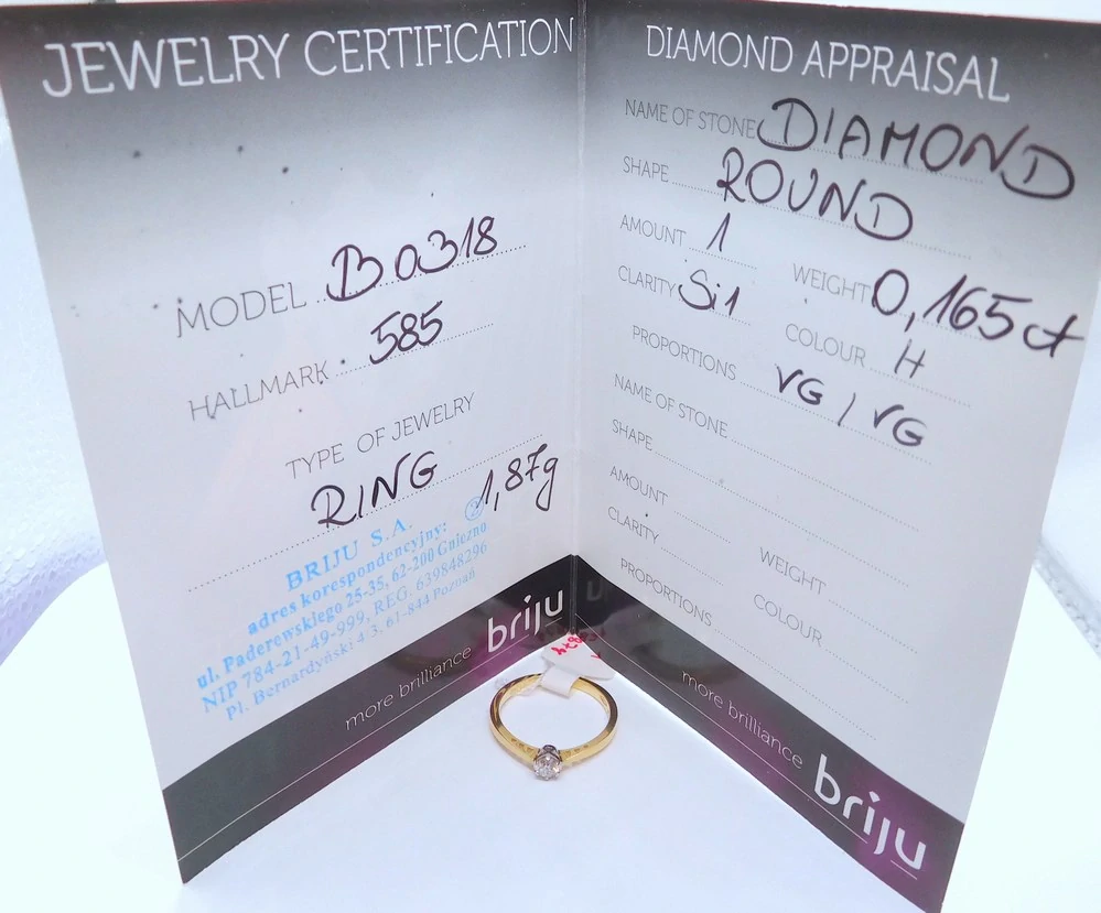 Klenoty Budín Zásnubní diamantový prsten ze žlutého zlata 585/1,87gr 1ks 0,165ct vel. 54 HKD55