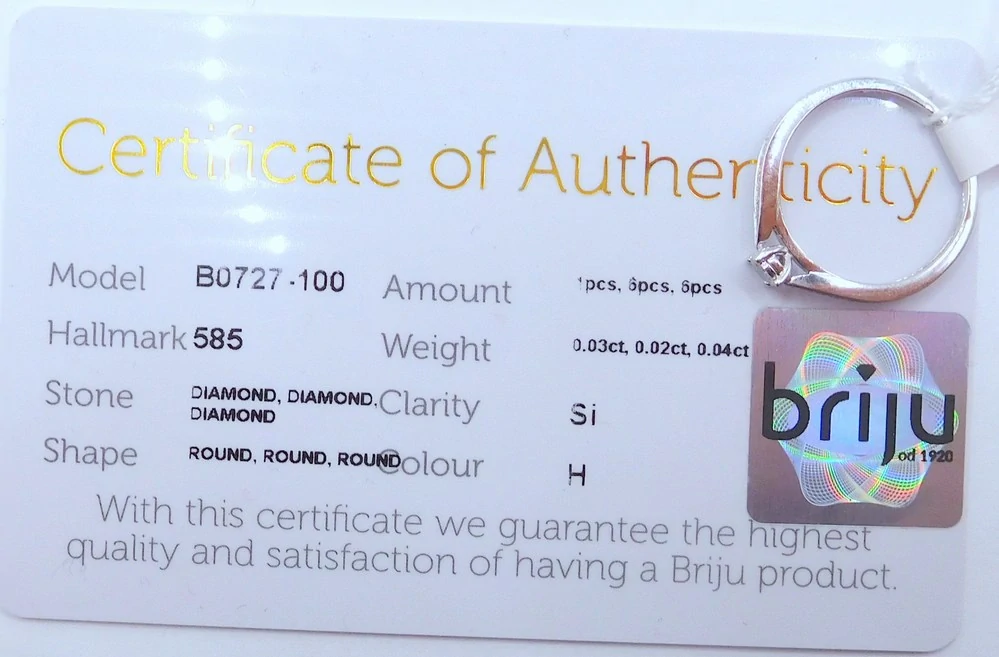 Klenoty Budín Zásnubní diamantový prsten z bílého zlata 585/1,45gr vel. 52 diamant HKD56