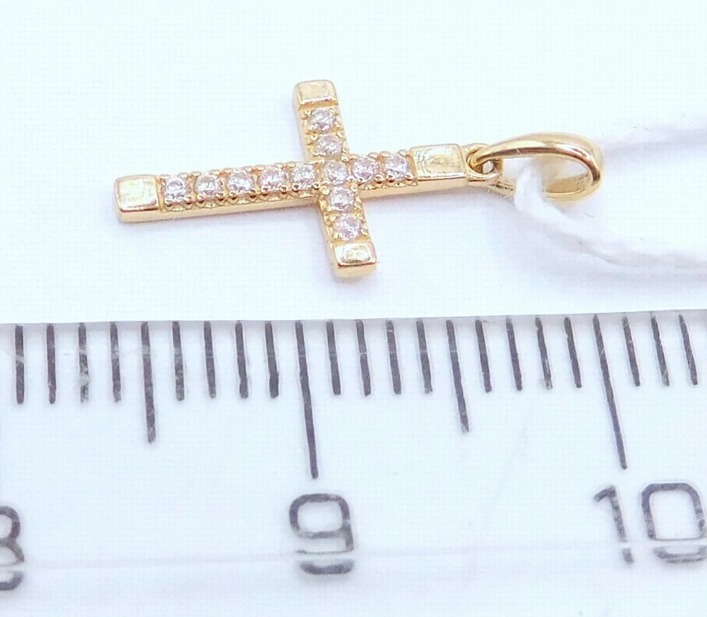Klenoty Budín Dámský zlatý přívěsek se zirkony křížek 585/0,31gr H199