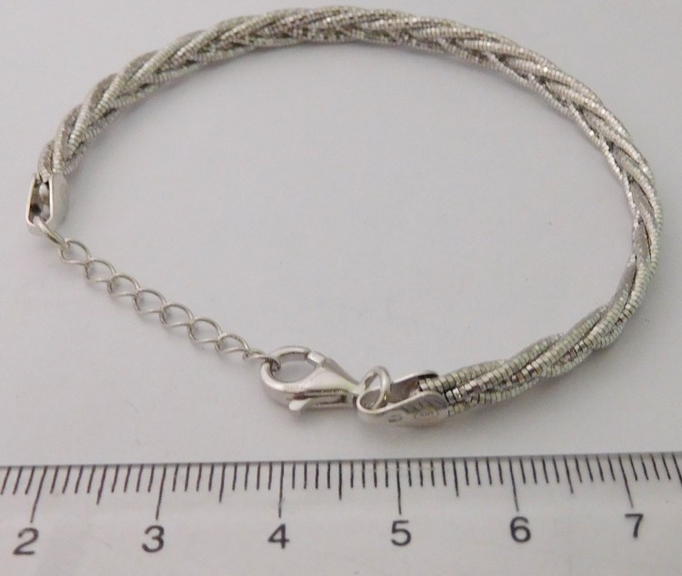 Klenoty Budín Luxusní stříbrný rhodiovaný náramek (pletený) 17+3cm 925/8,22gr 030785900002