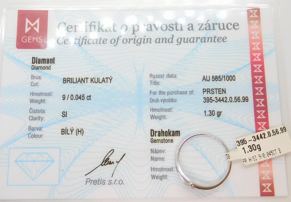 Klenoty Budín Zásnubní diamantový prsten z bílého zlata 9ks - 0,045ct 585/1,30gr vel. 56 3953442