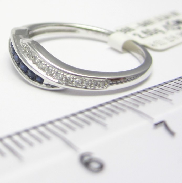  Luxusní prsten s diamantem, bílé zlato briliant, přírodní safír vel.54 3860481