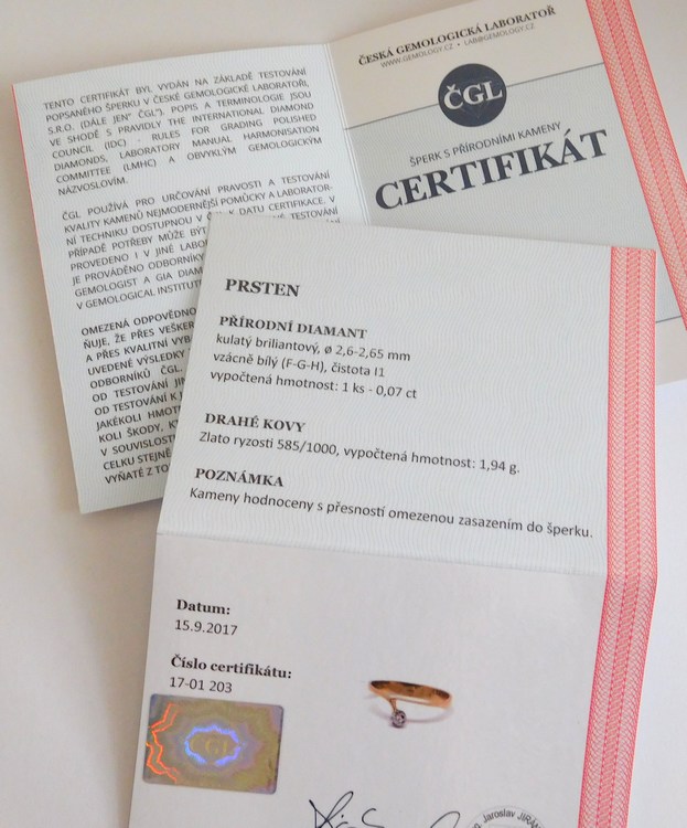 Klenoty Budín Zásnubní zlatý diamantový prsten s diamantem vel. 60 585/1,94gr 17-01 203 T284