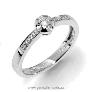 Zásnubní GEMS elegantní prsten s diamanty Iris, bílé zlato 386-1275