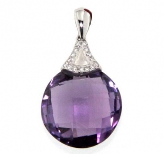 Luxusní přívěsek s diamanty, ametyst, kolekce Magic, bílé zlato