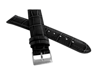 Černý prošitý řemínek LAVVU CROCO z luxusní kuže Top Grain - 20mm LSIUB20