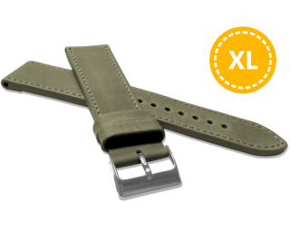 XL Prodloužený prošitý olivově zelený řemínek LAVVU SPORT z luxusní kůže Top Grain - 18 XL LSAXG18