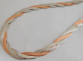 Klenoty Budín Stříbrný gravírovaný pletený náramek - růžové zlacení 20cm 6,33gr 030498300027