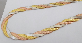 Klenoty Budín Stříbrný pletený náramek - růžové a žluté zlacení 20cm 6,15gr 0306477