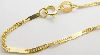 Klenoty Budín Pevný přívěskový zlatý řetízek TWIST S DESTIČKOU 585/1,85gr 45cm HK6126