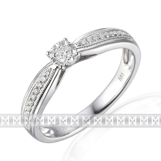Zásnubní diamantový prsten zdobený diamanty v bílém zlatě TIMONA 3862823