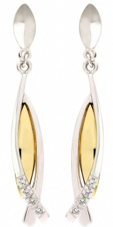 Elegantní diamantové náušnice ze žlutého zlata AGALAIA s brilianty 1750108