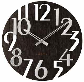 Stylové dřevěné moderní hodiny LAVVU STYLE Black Wood LCT1010