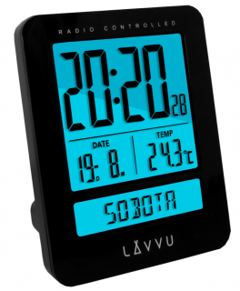 Digitální budík řízený rádiovým signálem LAVVU Duo Black LAR0021