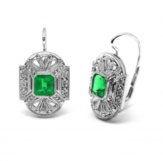 Klenoty Budín Luxusní náušnice se smaragdy a diamanty J-28674-17