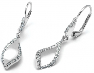 Diamantové visací zlaté náušnice z bílého zlata J-30094-18