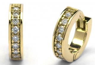 Náušnice ze žlutého zlata s diamanty - diamantové kroužky J-30014-18