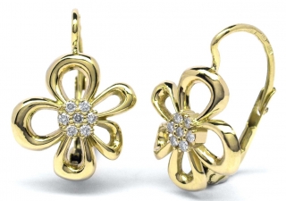 Zlaté diamantové náušnice ze žlutého zlata s diamanty J-30002-18