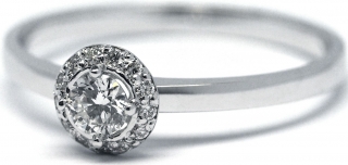 Ručně vyrobený zásnubní prsten s diamanty z bílého zlata J-29953-18