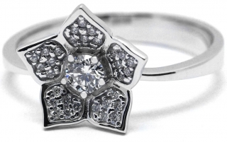 Klenoty Budín Luxusní diamantový zlatý prsten s diamanty - květ J-28397-17