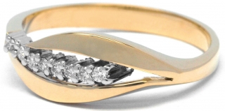Ručně vyrobený prsten s diamanty z bílého a žlutého zlata J-29963-18