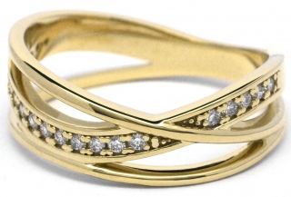 Luxusní prsten z bílého a žlutého zlata s diamanty J-30004-18