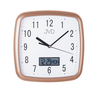 Plastové hodiny JVD DH615.5 - met. rose s datumem a kalendřem (digitální)