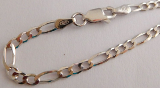 Klenoty Budín Pánský stříbrný rhodiovaný řetízek 50cm FIGARO šíře 2,5mm 925/1000 5,21gr 030239600040