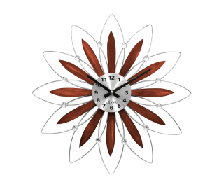 Dřevěné stříbrné hodiny LAVVU CRYSTAL Flower s čísly LCT1114