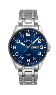 Ocelové pánské hodinky LAVVU BERGEN Blue se svítícími čísly LWM0141