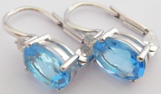 Klenoty Budín Diamantové náušnice s modrými topazy BLUE TOPAZ 585/1,60gr 3884076