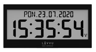 Černé digitální hodiny s češtinou LAVVU MODIG řízené rádiovým signálem LCX0011