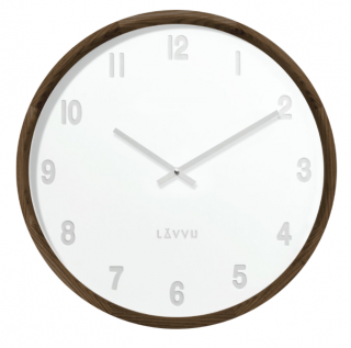 Tmavé dřevěné bílé hodiny LAVVU FADE LCT4061