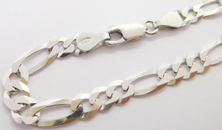 Klenoty Budín Pánský mohutný stříbrný rhodiovaný náramek 22cm FIGARO šíře 5mm 925/1000 5,78gr 0302378