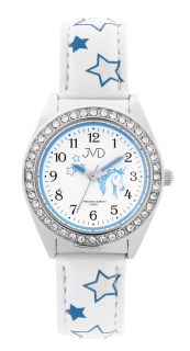 JVD Dětské modro-bílé náramkové hodinky JVD J7117.9 s jednorožcem