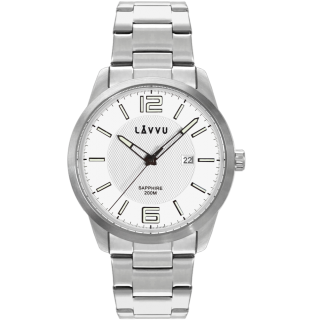 LAVVU 20 ATM Pánské hodinky se safírovým sklem LAVVU DYKKER Silver LWM0190