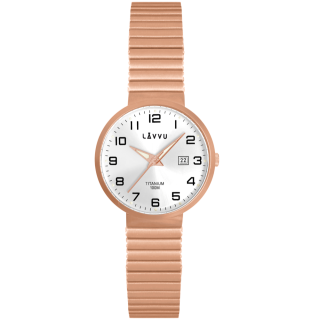 LAVVU Titanové hodinky s vodotěsností 100M LAVVU LUNDEN Small Rose Gold LWL5042